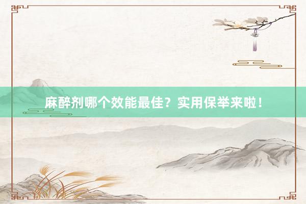 麻醉剂哪个效能最佳？实用保举来啦！